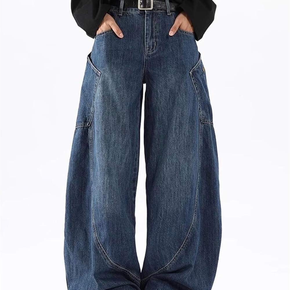 Baggy jeans Wide Leg Dark Blue men and Women's Jeans
